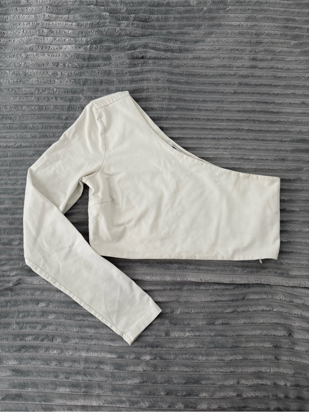 Tiger Mist White One-Shoulder Top